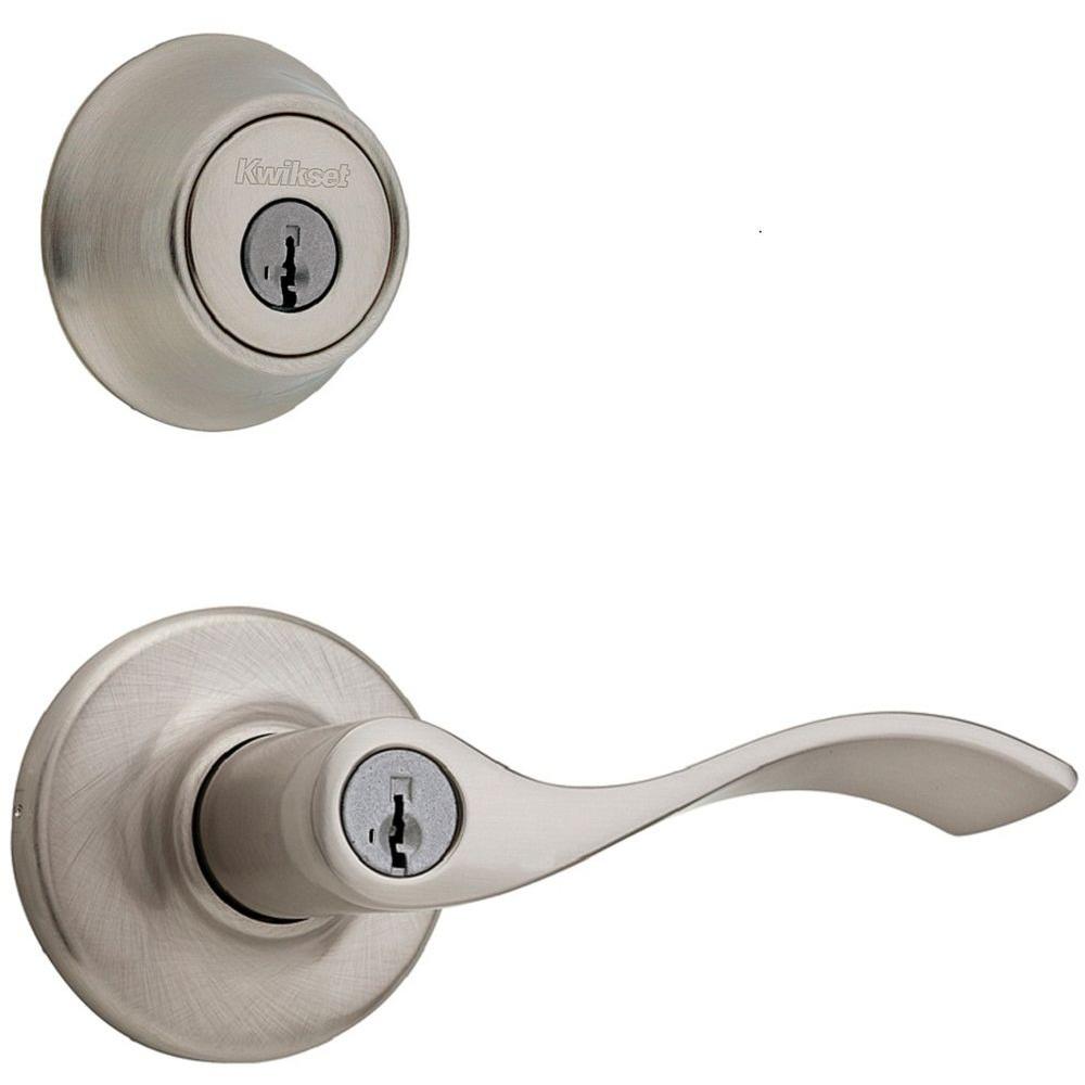 Kwikset Balboa Satin Nickel Exterior Entry Lever Combo Pack Featuring SmartKey690BL 15 CP K6