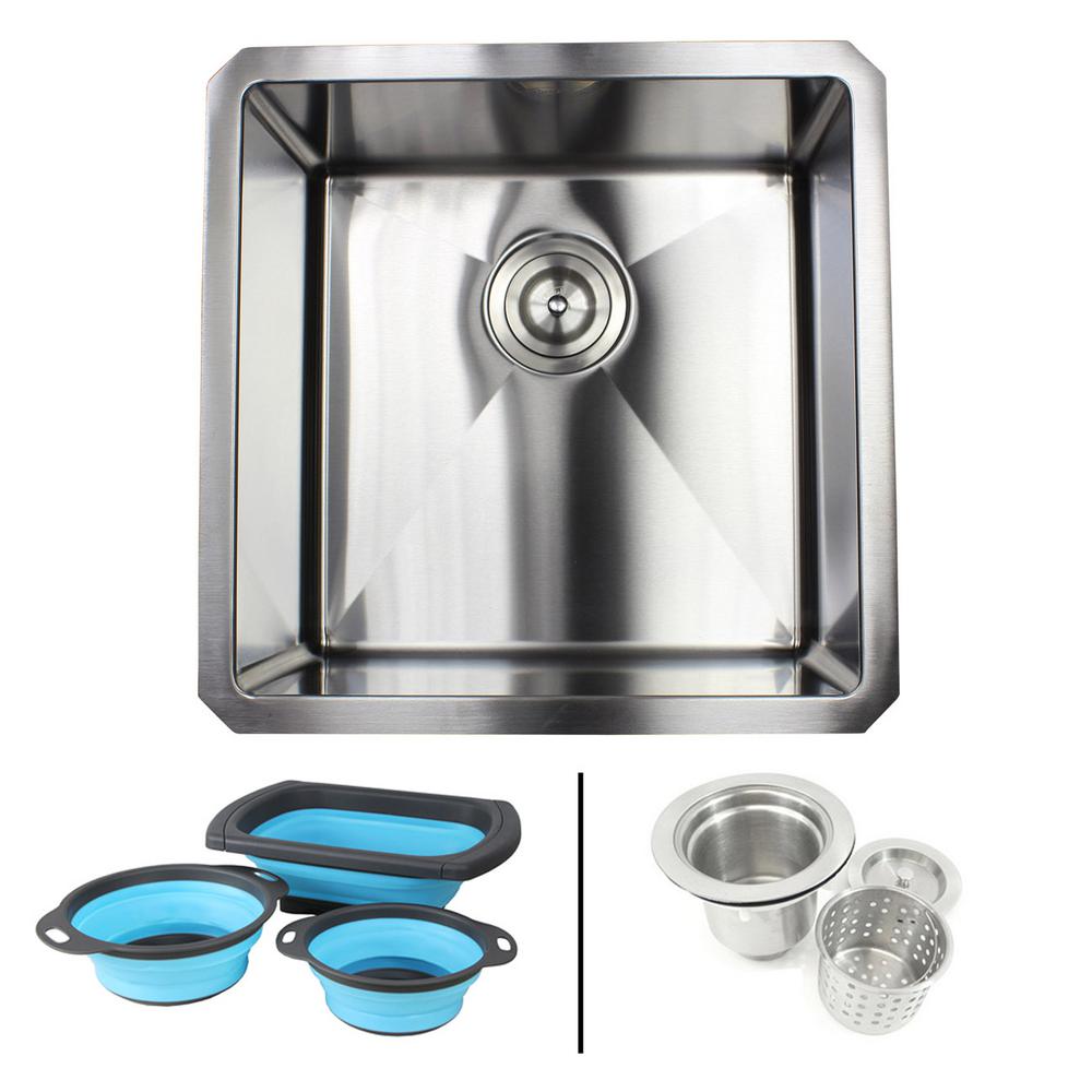 Emoderndecor Undermount 16 Gauge Stainless Steel 18 In X 10 Single Bowl Kitchen Sink Combo