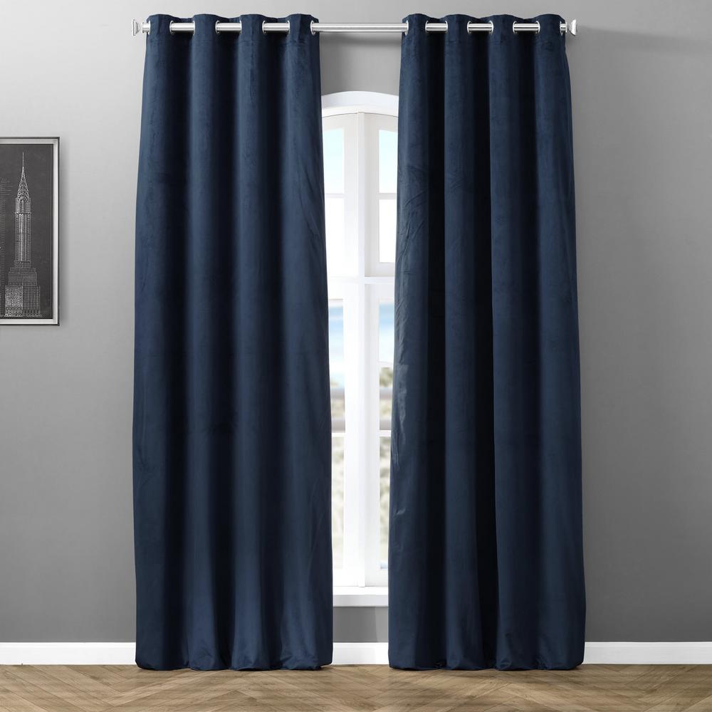 59x98/" 2pc Blue Leaf Print Grommet Blackout Window Drape Curtain Panels