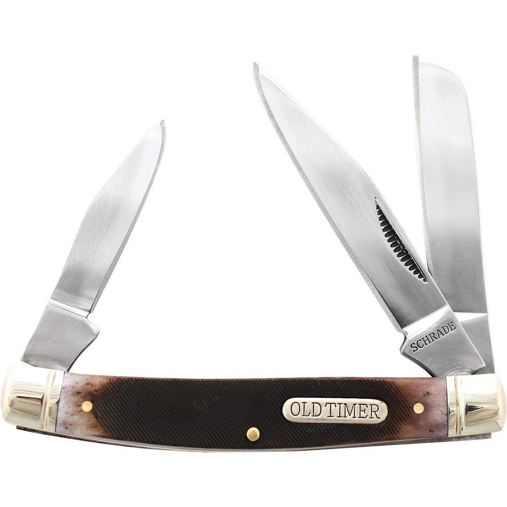 Schrade Old Timer Genuine Bone Middleman Folding Pocket Knife34OTB The Home Depot