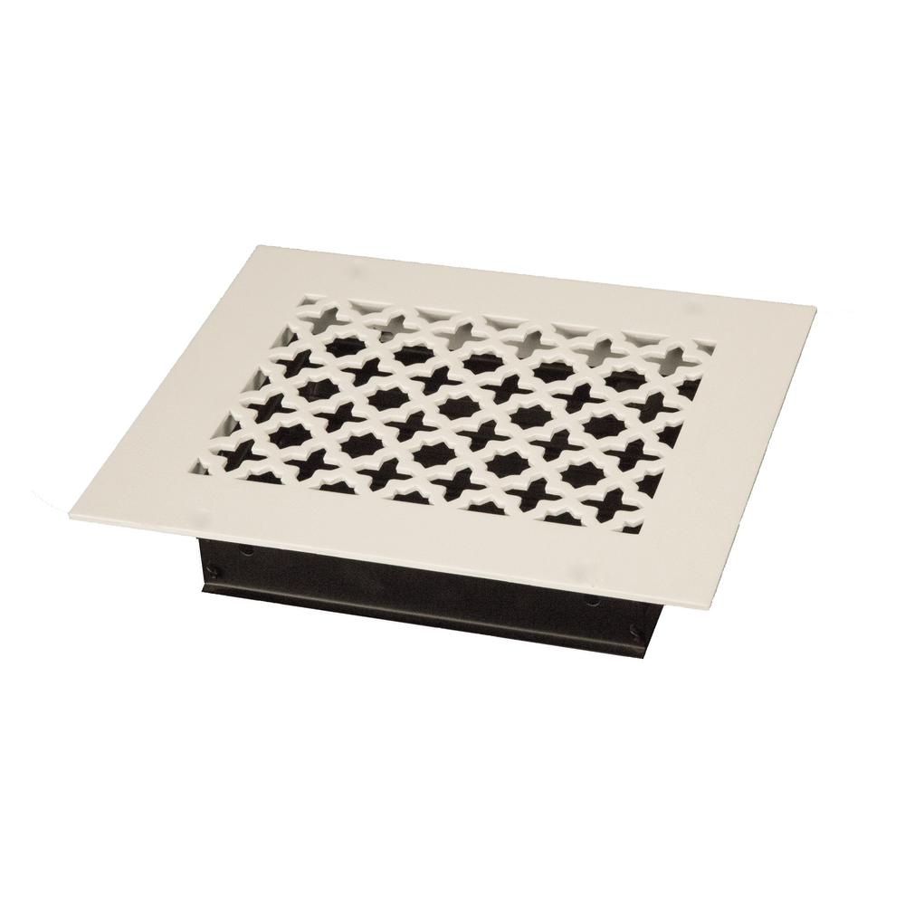 Steelcrest Victorian 8 In X 6 In White Powder Coat Steel Floor Vent With Opposed Blade Damper