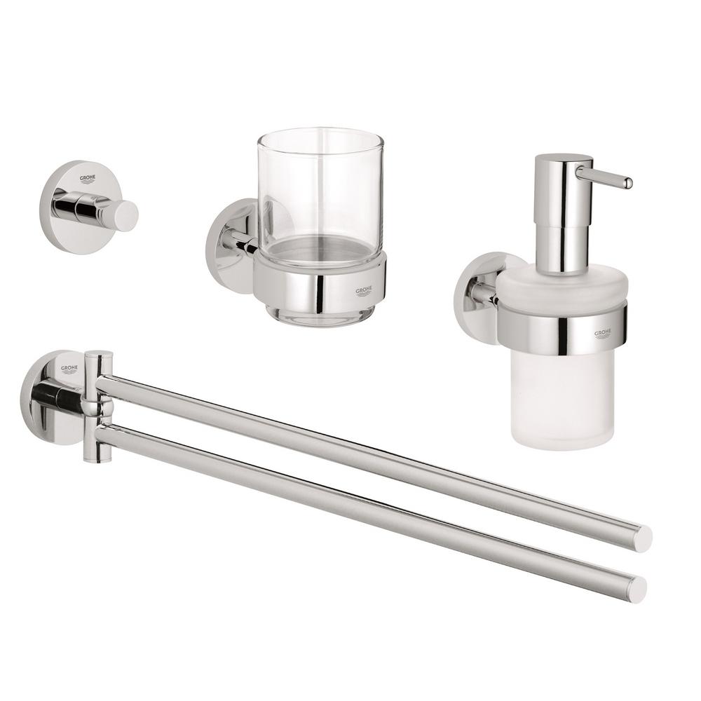 GROHE Essentials Accessories 4-Piece Bath Accessory Set in StarLight Chrome by GROHE
