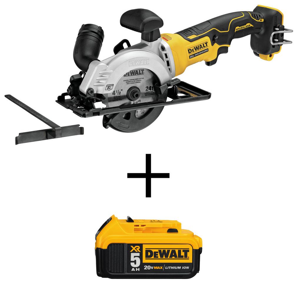 DEWALT ATOMIC 20-Volt MAX Cordless 4-1/2 in. Circular Saw (Tool-Only) with Bonus 20-Volt MAX Li-Ion Premium Battery Pack 5.0Ah was $288.0 now $179.0 (38.0% off)