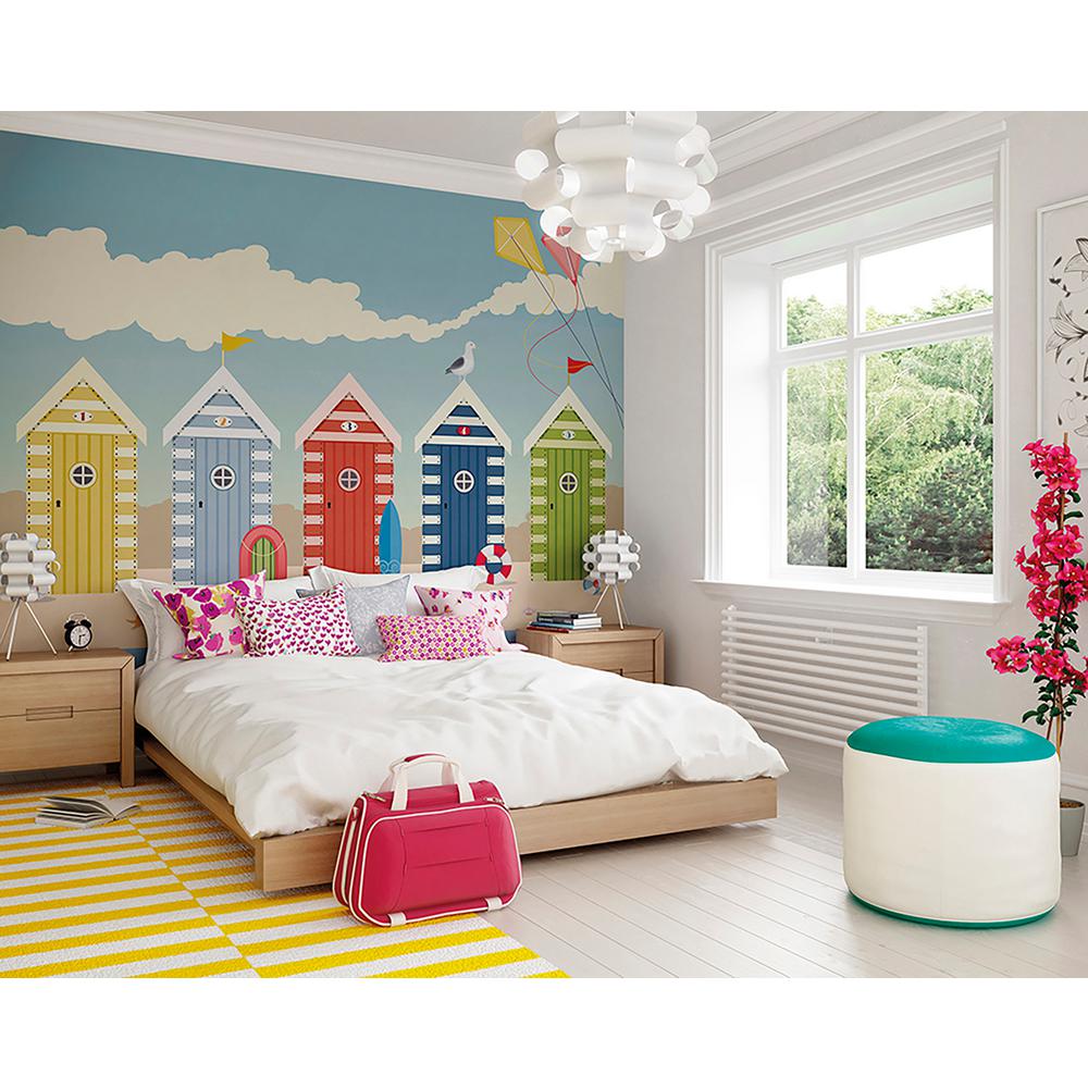Beach Huts Wall Mural WALS0272 The Home Depot