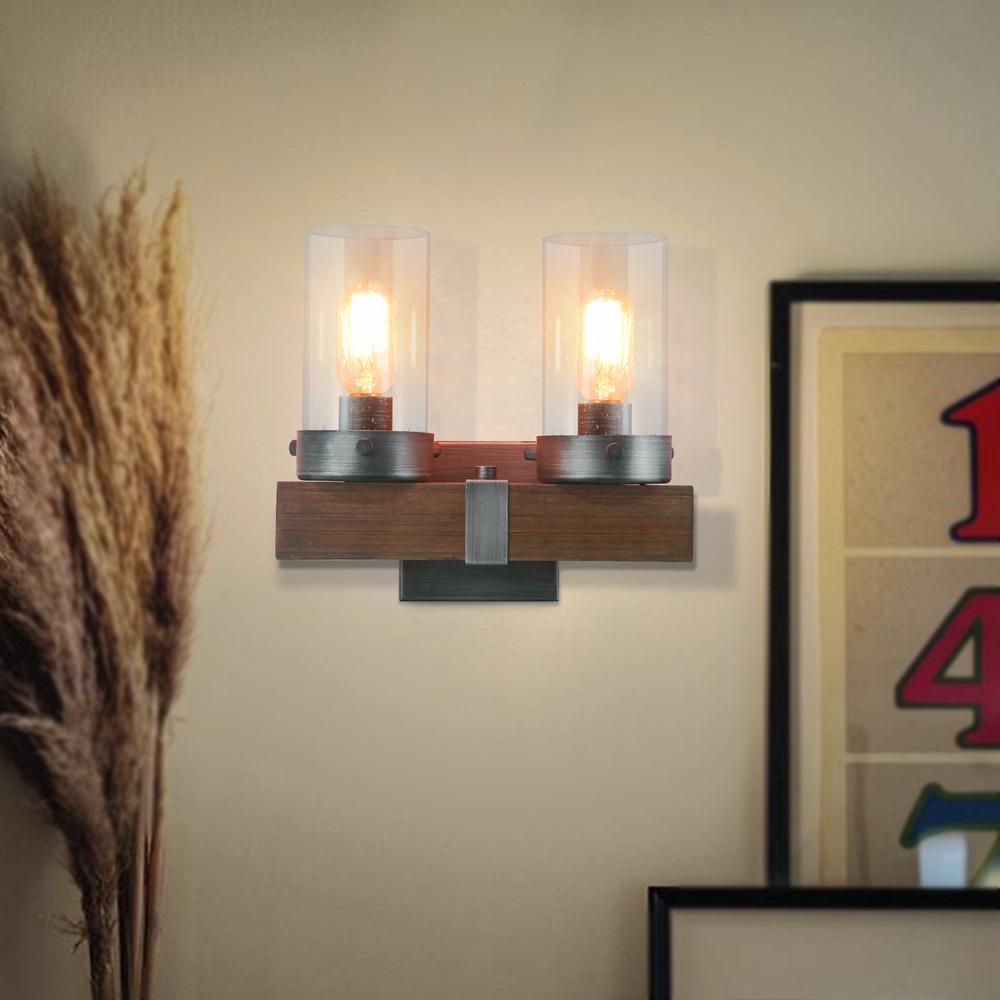 Lnc Viney 2 Light Aged Silver Modern Farmhouse Wood Vanity With Seeded Glass Shade Wall Sconce A03344 The Home Depot - Modern Farmhouse Candle Wall Sconces Lnc Viney 2 Light Aged Silver Modern Farmhouse Wood Vanity With Seeded Glass Shade Wall Sconce A03344 The Home Depot - Modern Farmhouse Candle Wall Sconces