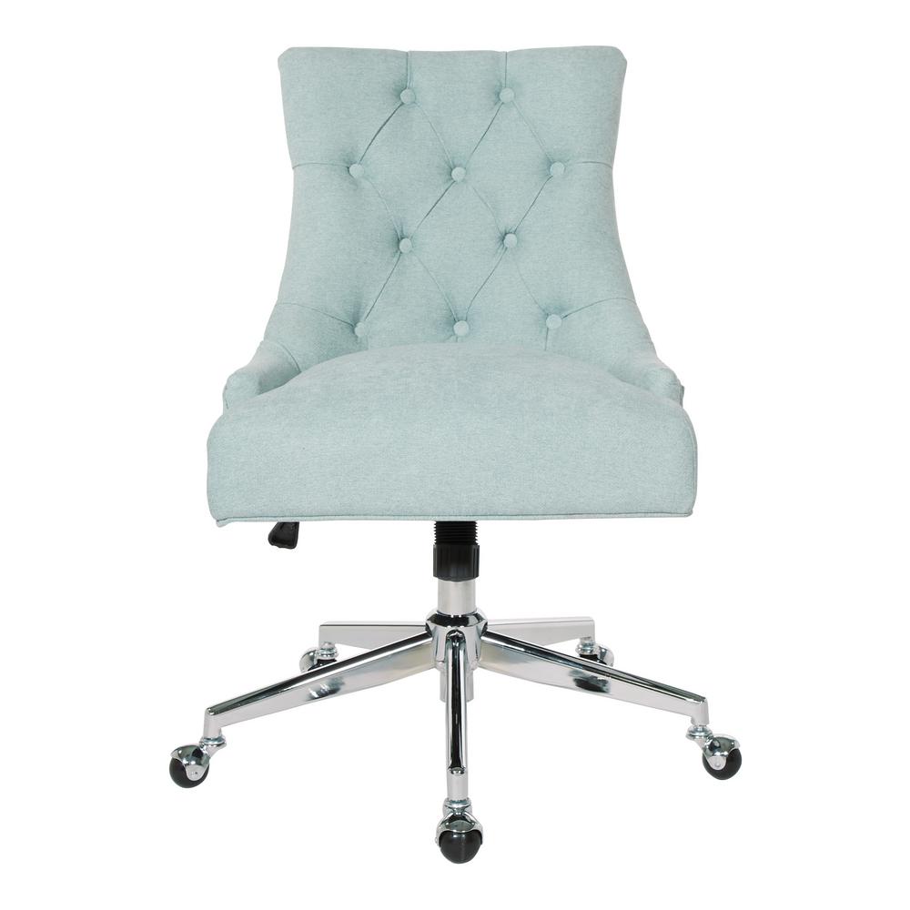 Osp Home Furnishings Tufted Office Chair In Mint With Chrome Base Ame26 E15 The Home Depot