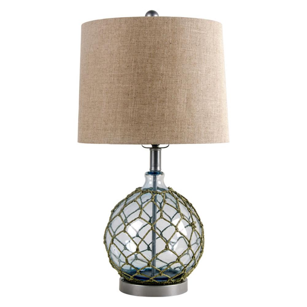 Brown Tan Desk Lamps The Home Depot 25 In Blue Glass With Fabric Shade Table Lamps