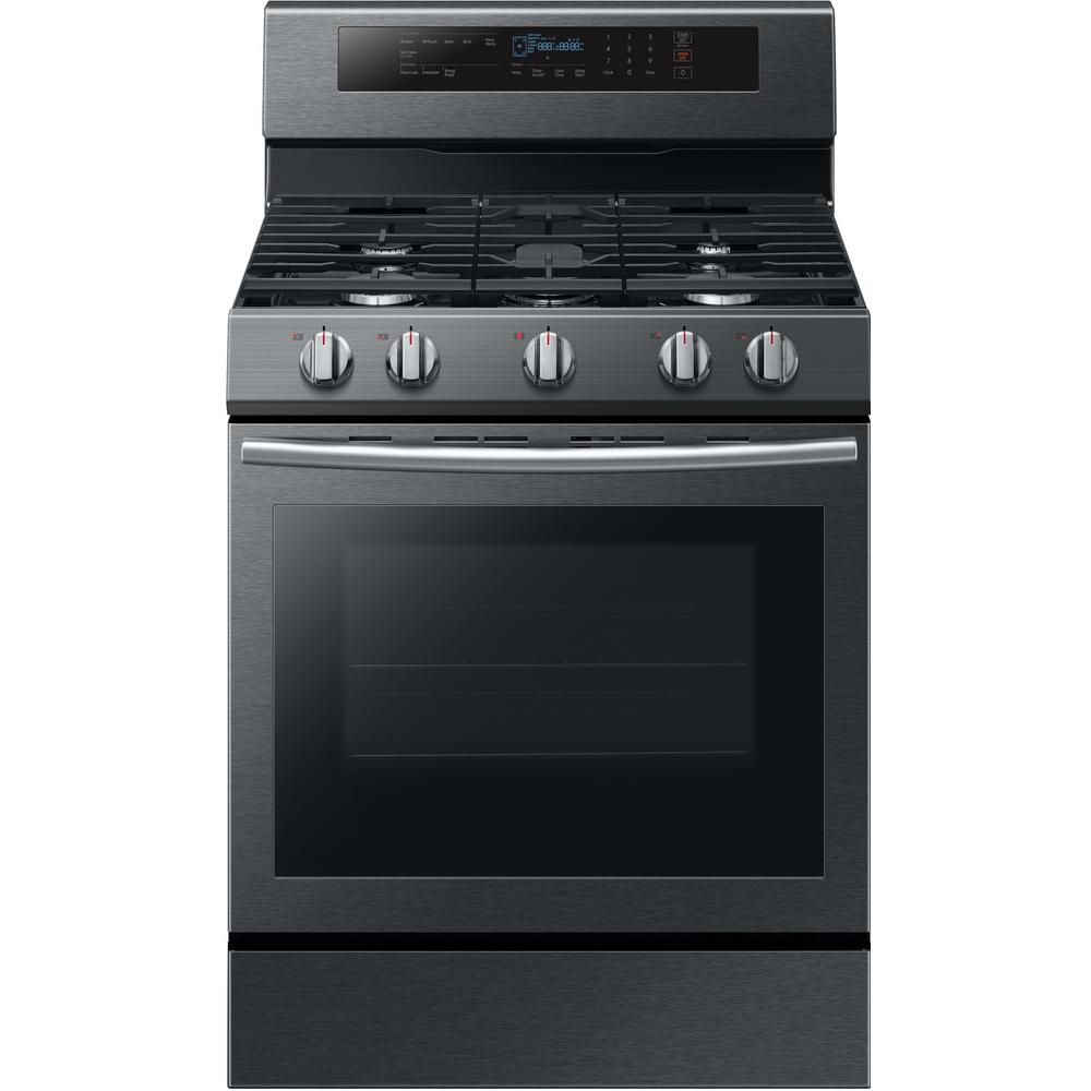 Samsung 30 In 5 8 Cu Ft Gas Range With True Convection Oven Fingerprint Resistant Black Stainless Samsung 30 In 5 8 Cu Ft Gas Range With True Convection Oven Fingerprint Resistant Black Stainless
