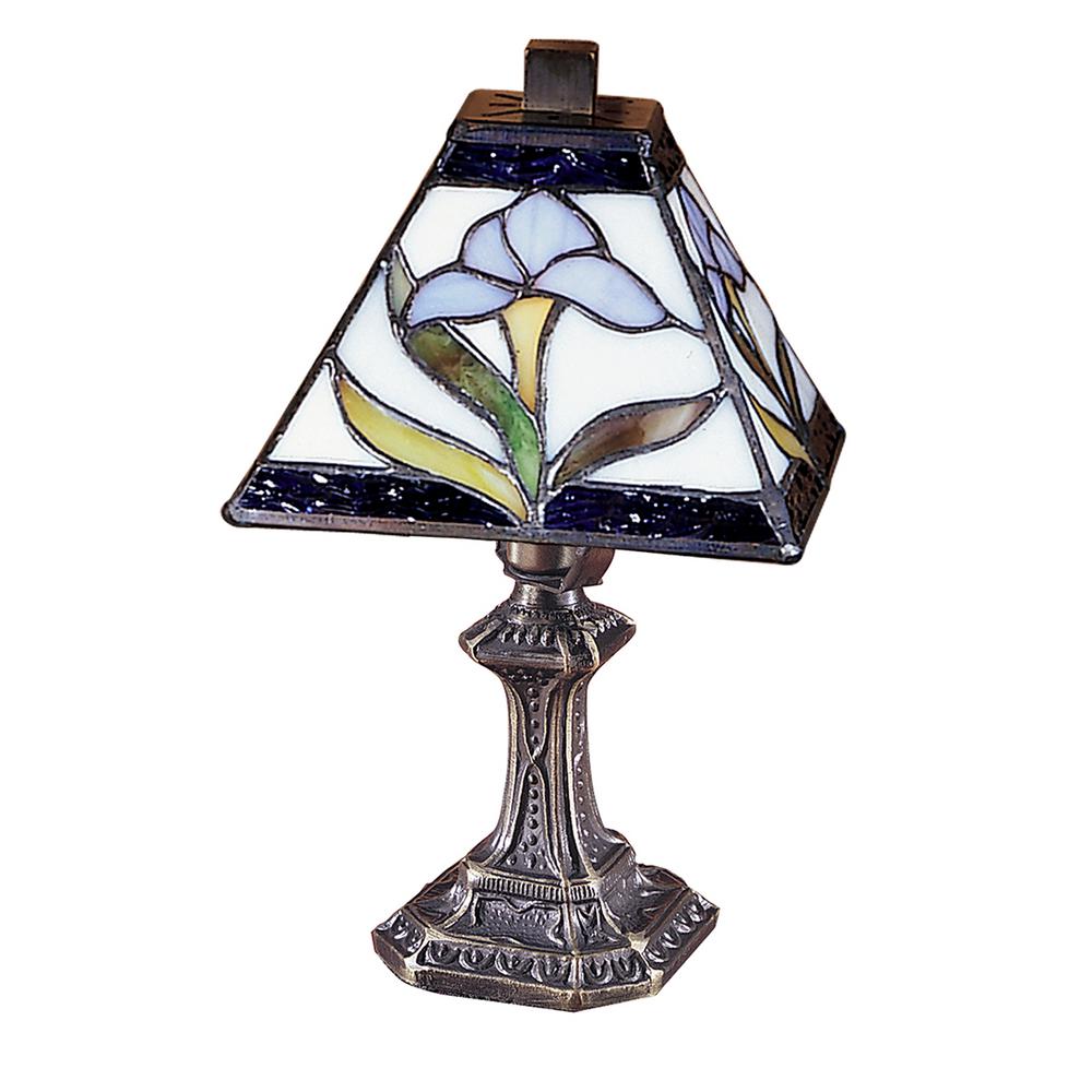 Square Dale Tiffany Lamps Lighting The Home Depot Antique Brass Mini Accent Lamp With Tiffany Art Glass Shade