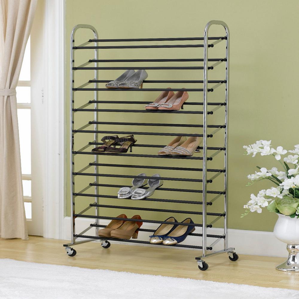 20 Pair 4 Tier Shoe Tower Rack Organizer Space Saving Shoe Rack Stainless Steel