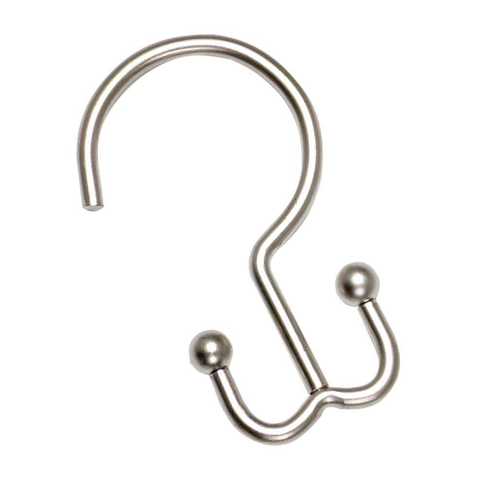 Zenna Home Neverrust Aluminum Double Shower Curtain Hooks In Chrome Neverrust Aluminum Double Shower Curtain Hooks In Nickel