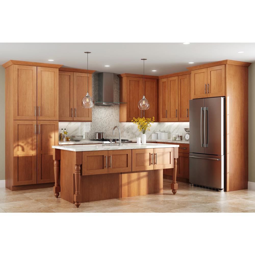 Home Decorators Collection Hargrove Assembled 36x34 5x24 In Plywood Shaker Ez Reach Base Corner Kitchen Cabinet Right In Stained Cinnamon Ezr36r Hcn The Home Depot