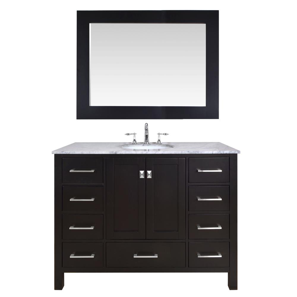 Stufurhome 36 In Leigh Single Sink Bathroom Vanity White With Malibu 48 In Vanity Espresso With Marble Top
