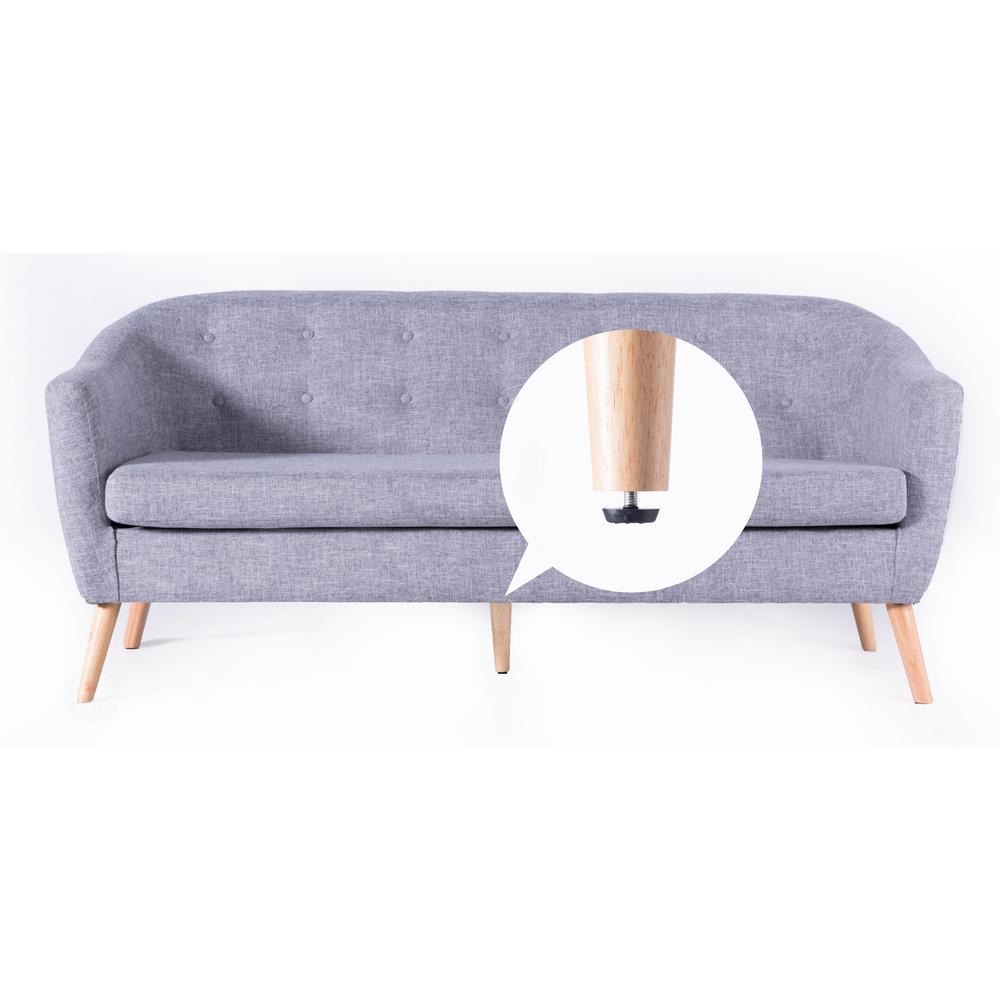Mid Century Modern Upholstered Fabric 3 Seat Sofa Gray Linen