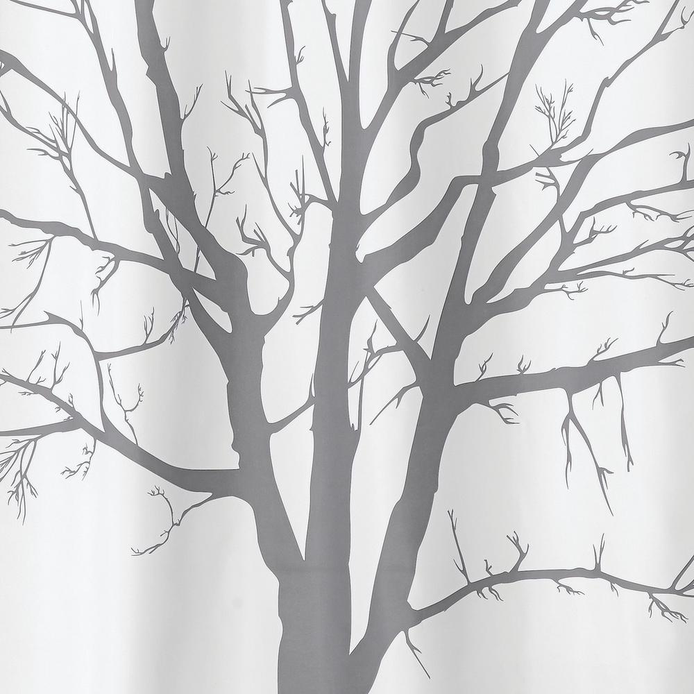 Interdesign Tree Sc 1 In Gray Shower Curtain 59995cx The Home Depot