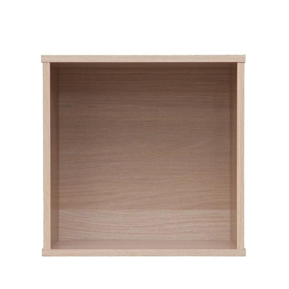 IRIS Narrow Light Brown Modular Wood Stacking Open Storage Box 596108 ...