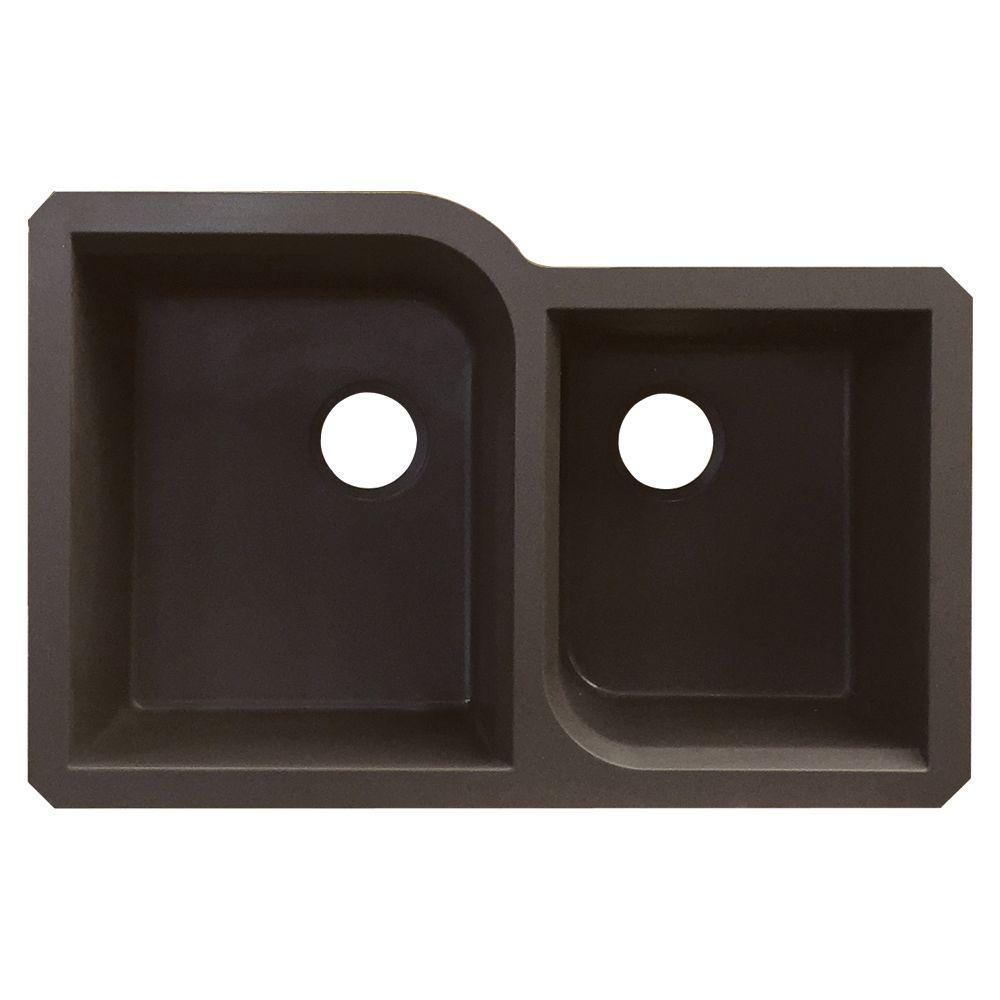 Transolid Radius Undermount Granite 32 in. 13/4 Offset Double Bowl