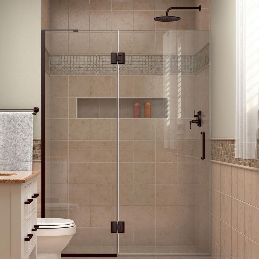 DreamLine UnidoorX 53 in. x 72 in. Frameless Pivot Shower Door in Oil