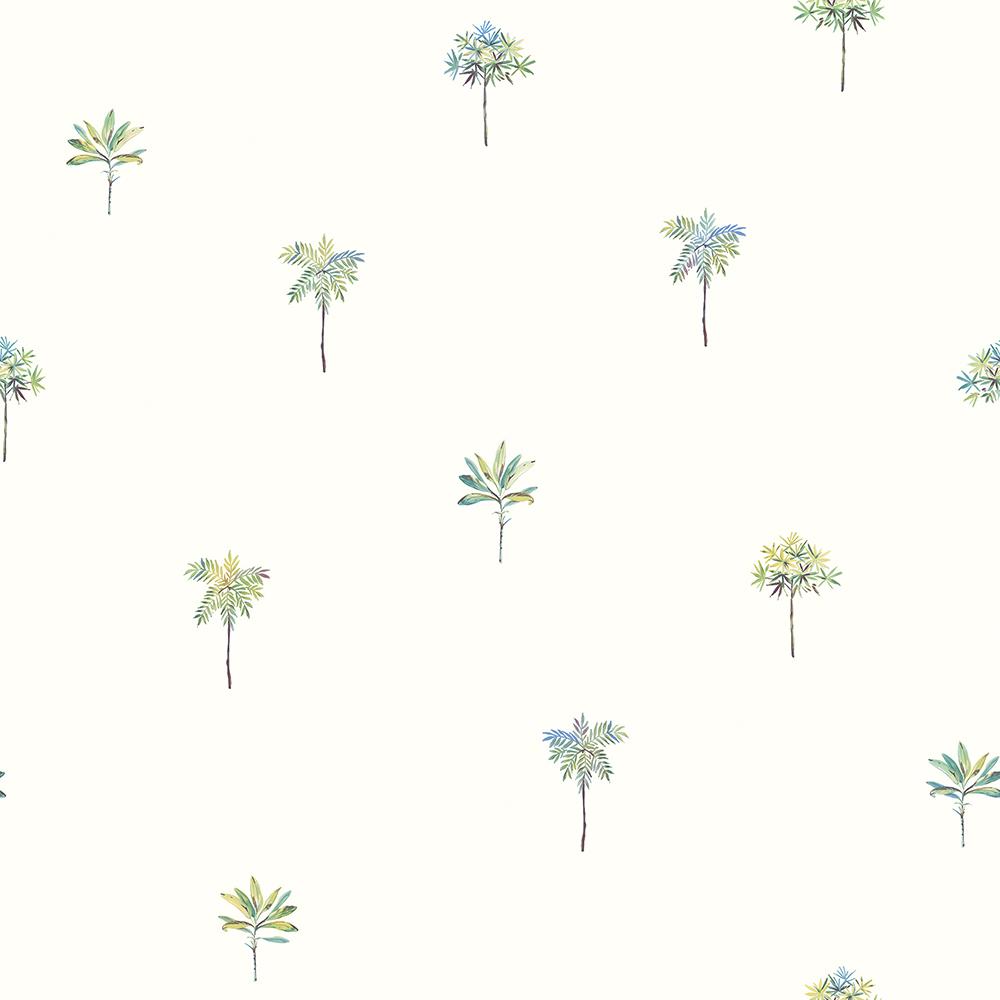 Chesapeake Palmetto Teal Leaves Wallpaper Sample311312062SAM The