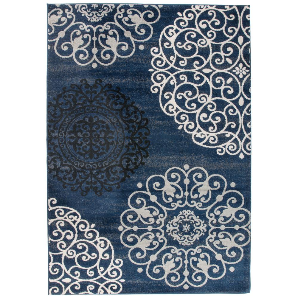 World Rug Gallery Modern Contemporary Floral Navy 3 3 X 5 Indoor Area   Navy World Rug Gallery Area Rugs 303navy3x5 64 1000 