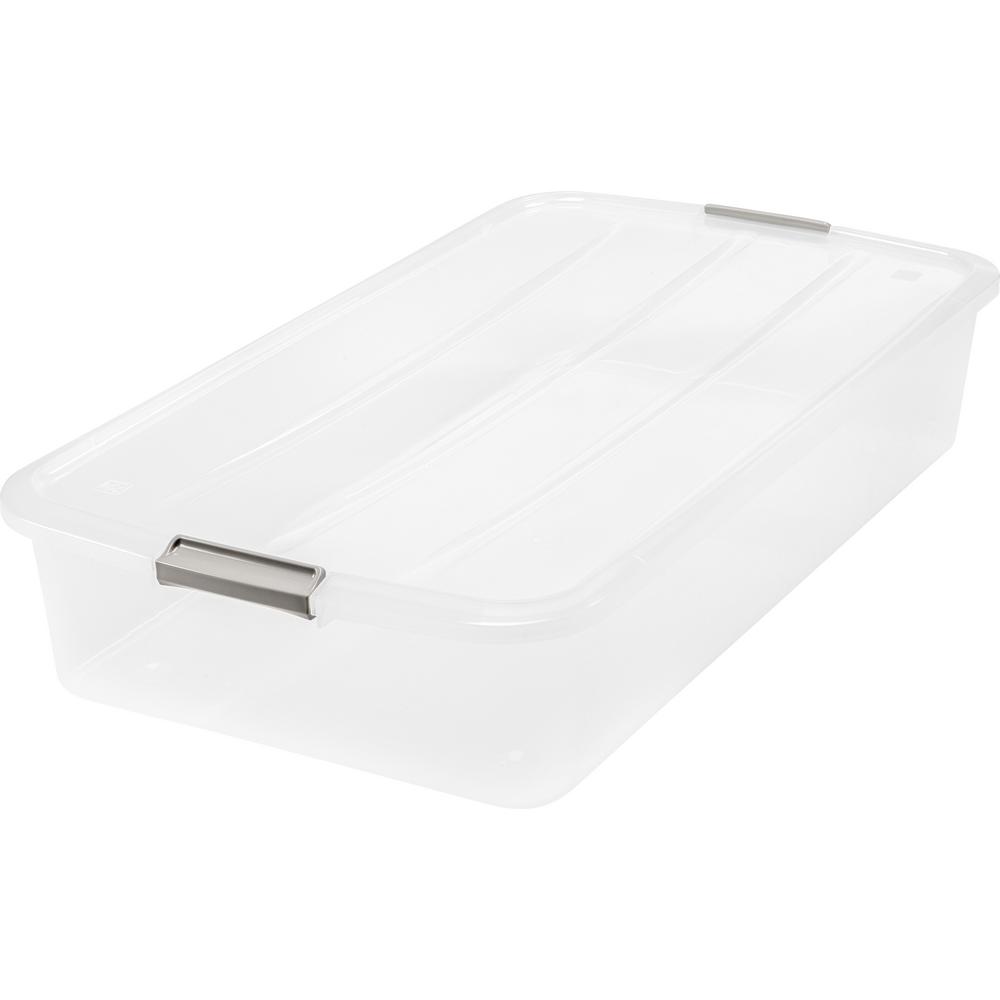 Iris 50 Qt Underbed Buckle Up Storage Box In Clear 6 Pack