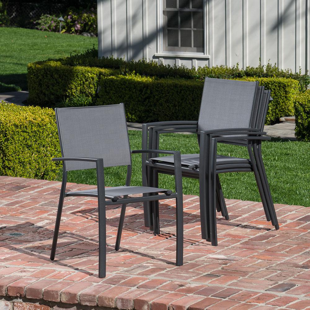 Hanover Fresno 7 Piece Aluminum Outdoor Dining Set With 6 Sling