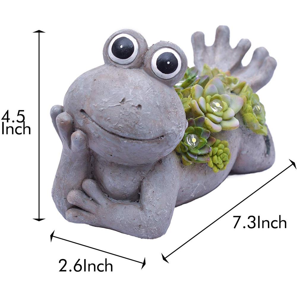 Solar Powered 5 Light 7 3 In Integrated Led Stone Frog With - Sitting Frog With Solar Lantern Garden Statue Solar Powered 5 Light 7 3 In Integrated Led Stone Frog With - Sitting Frog With Solar Lantern Garden Statue