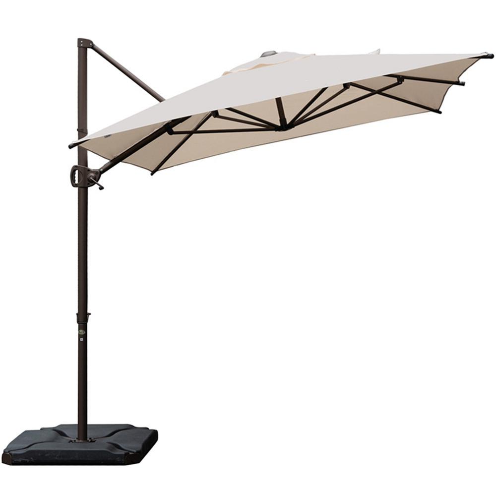 Abba Patio 9 Ft X 7 Ft Offset Cantilever Solar Adjustable Vertical Tilt Patio Umbrella In Sand Hdabbamrc976sc The Home Depot