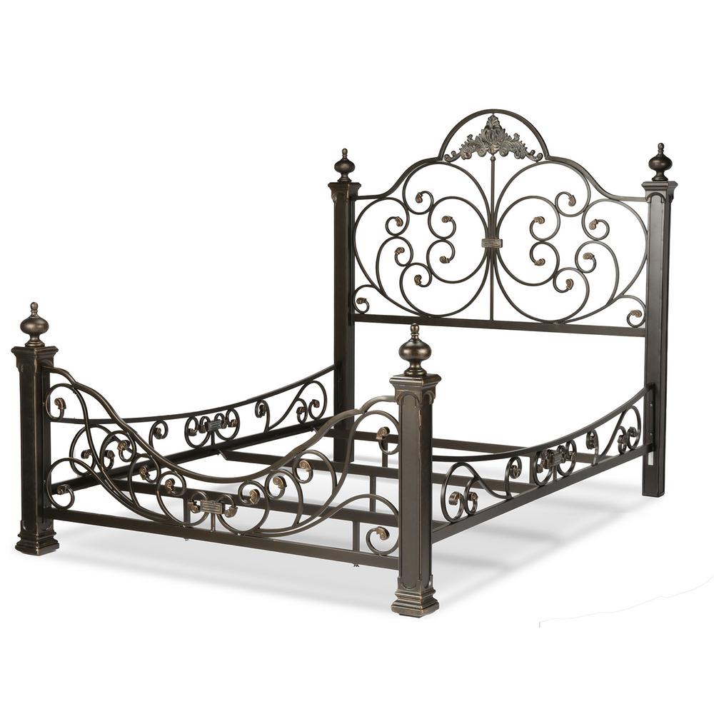 Fashion Bed Group Baroque Gilden Slate King Complete With Baroque Gilden Slate King Complete Bed With Massive Cast Metal Grills And Decorated Sloping Side Rails