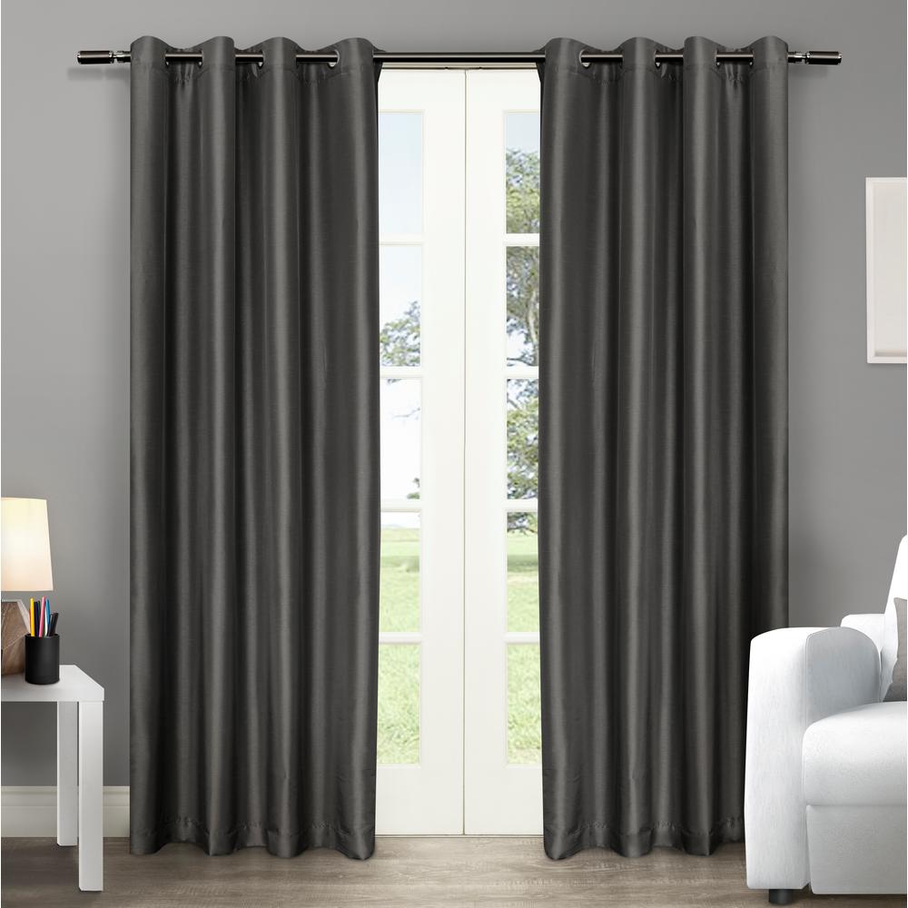 Chatra 54 In W X 96 In L Faux Silk Grommet Top Curtain Panel In