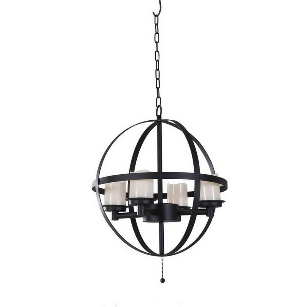 Sunjoy Medium 4-Light Black Battery-Operated LED Hanging ...