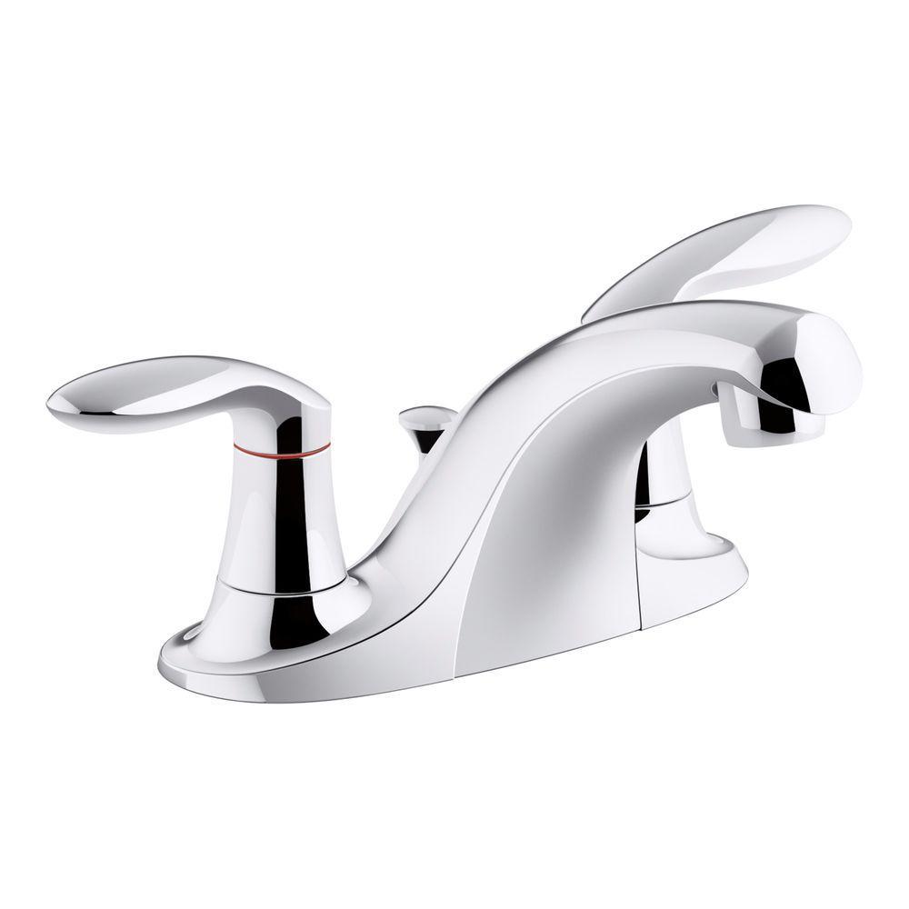 Kohler K-15241-4RA-G Coralais Two-Handle Centerset Bathroom Sink Faucet with Metal Pop-Up Drain and Lift Rod 1 Brushed Chrome