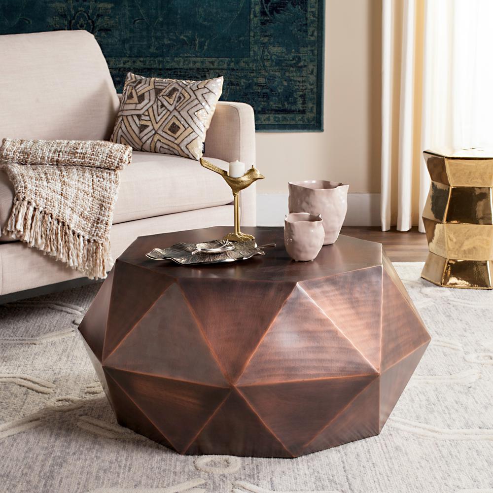 Safavieh Astrid Faceted Copper Coffee TableFOX3223B The Home Depot