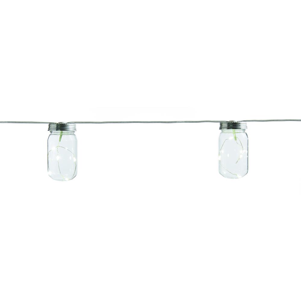 Hampton Bay 20 Ft Low Voltage 10 Light Plastic Mason Jar Indoor Outdoor Patio String Lights 2 Pack