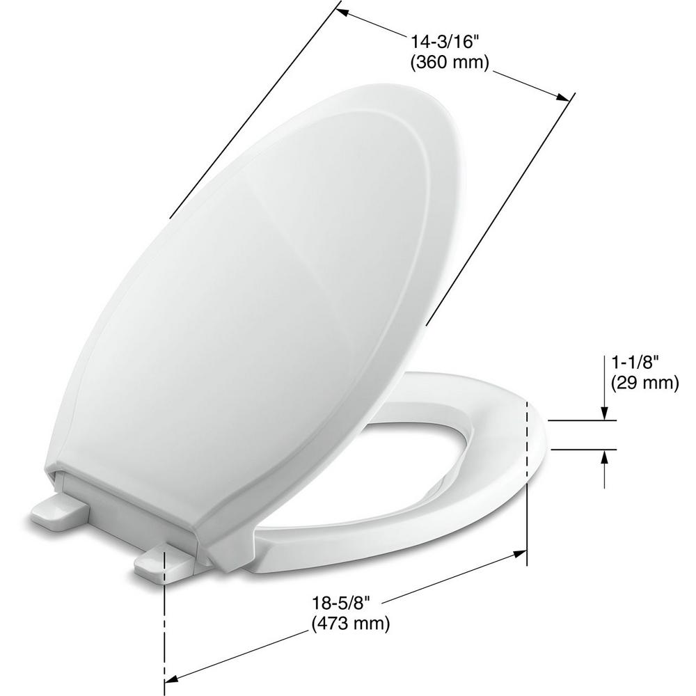 Kohler Rutledge Elongated Quiet Close Closed Front Toilet Seat With Grip Tight Bumpers In White K 4734 0 The Home Depot