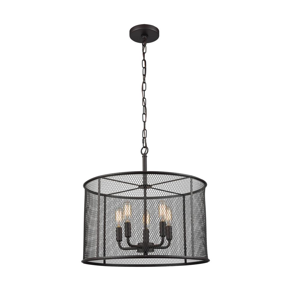 Thomas Lighting Williamsport 5 Light Oil Rubbed Bronze Chandelier Thomas Lighting Williamsport 5 Light Oil Rubbed Bronze Chandelier With Metal Drum Shade