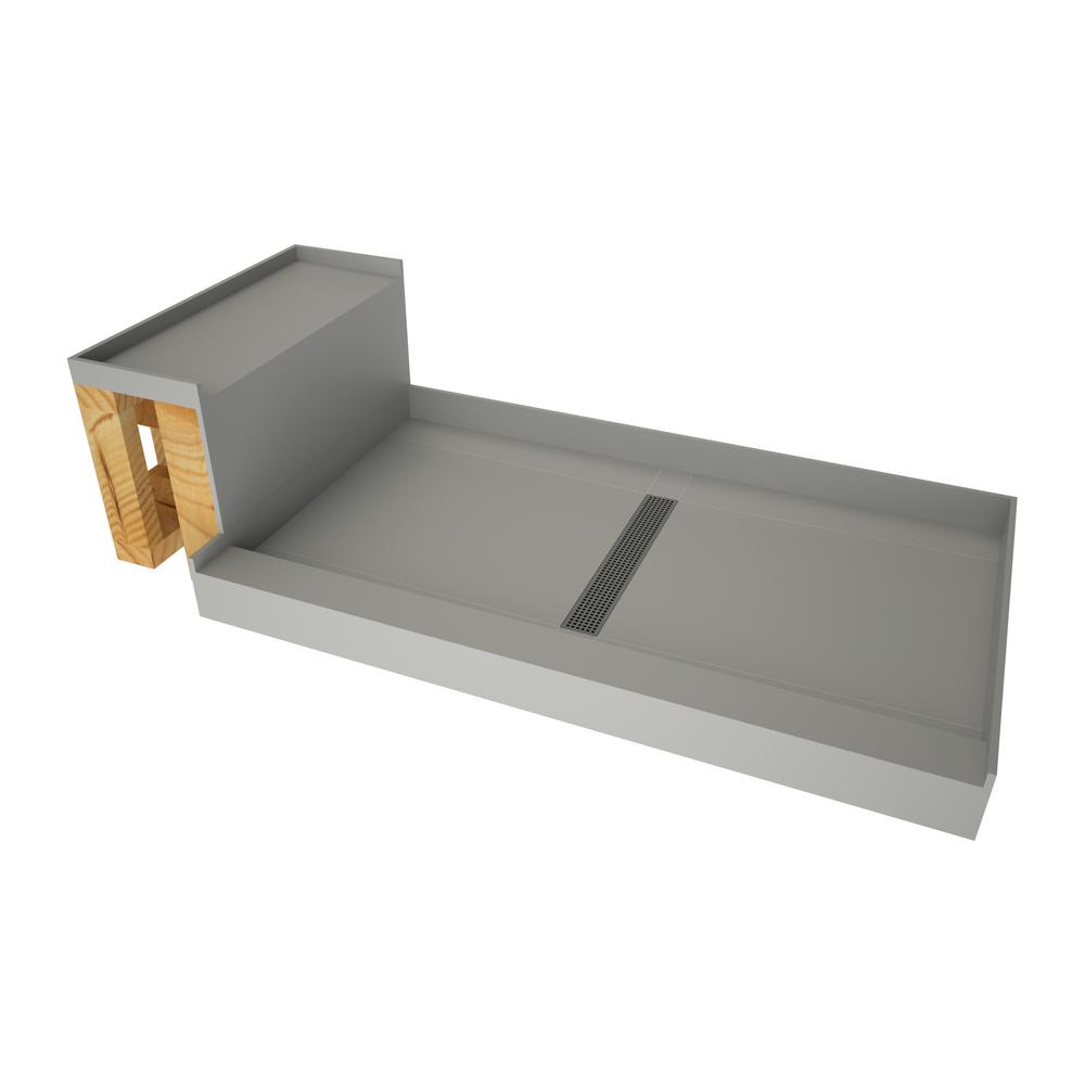 Base'N Bench 34 in. x 60 in. Single Threshold Shower Base ...