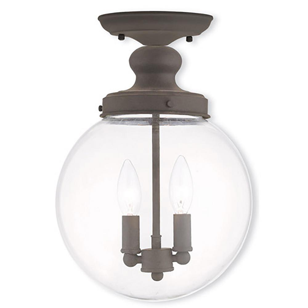 Livex Lighting Sheffield 2 Light Bronze Flushmount 50903 07 The Livex Lighting Sheffield 2 Light Bronze Flushmount
