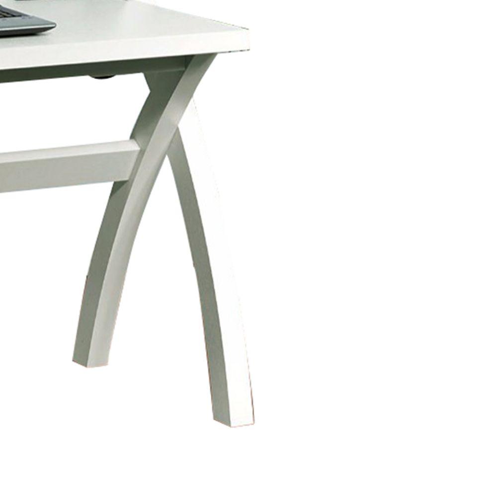 Benjara Sleek Contemporary White Desk With Cross Legs Bm144453