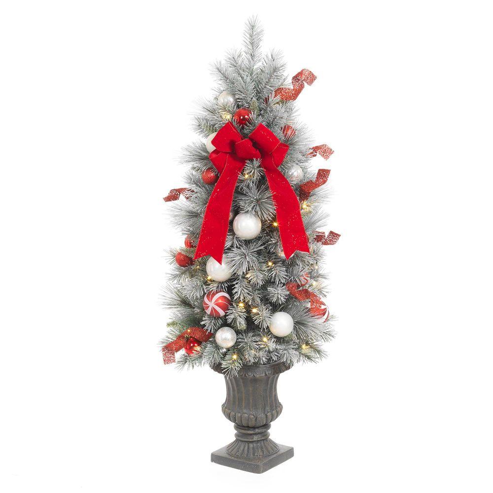 pre lit flocked porch artificial christmas tree with 50 clear battery operated - Peppermint Christmas Tree pre lit flocked porch artificial christmas tree with 50 clear battery operated - Peppermint Christmas Tree