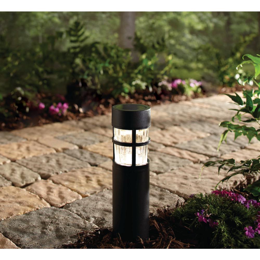 Hampton Bay Black Solar Led Caged Bollard 6 Pack Outdoor Garden Black Solar Led Caged Bollard 6 Pack