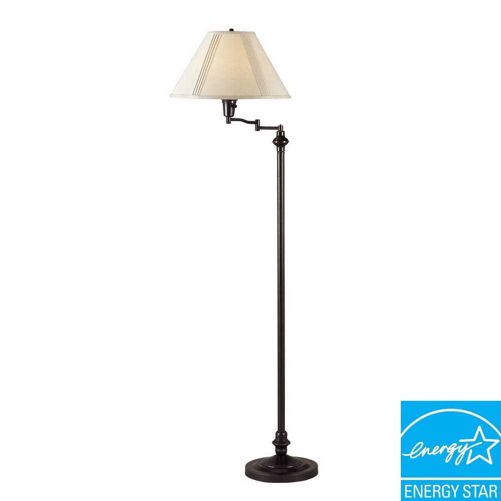 Hampton Bay 59 in. Oil-Rubbed Bronze Swing-Arm Floor Lamp with Cream ... Hampton Bay 59 in. Oil-Rubbed Bronze Swing-Arm Floor Lamp with Cream ...