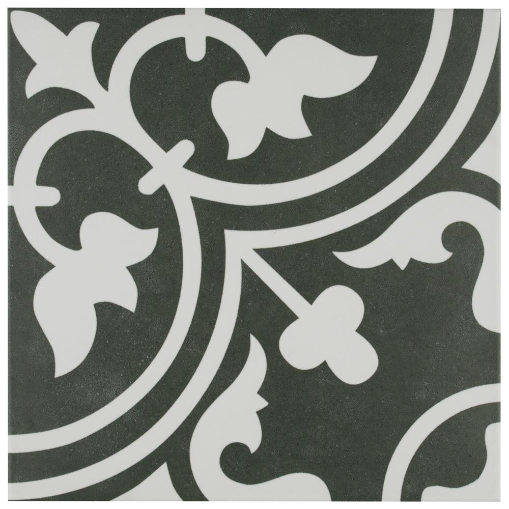 Merola Tile Arte Black Encaustic 9 3 4 In X Porcelain Floor And Wall 11 Sq Ft Case