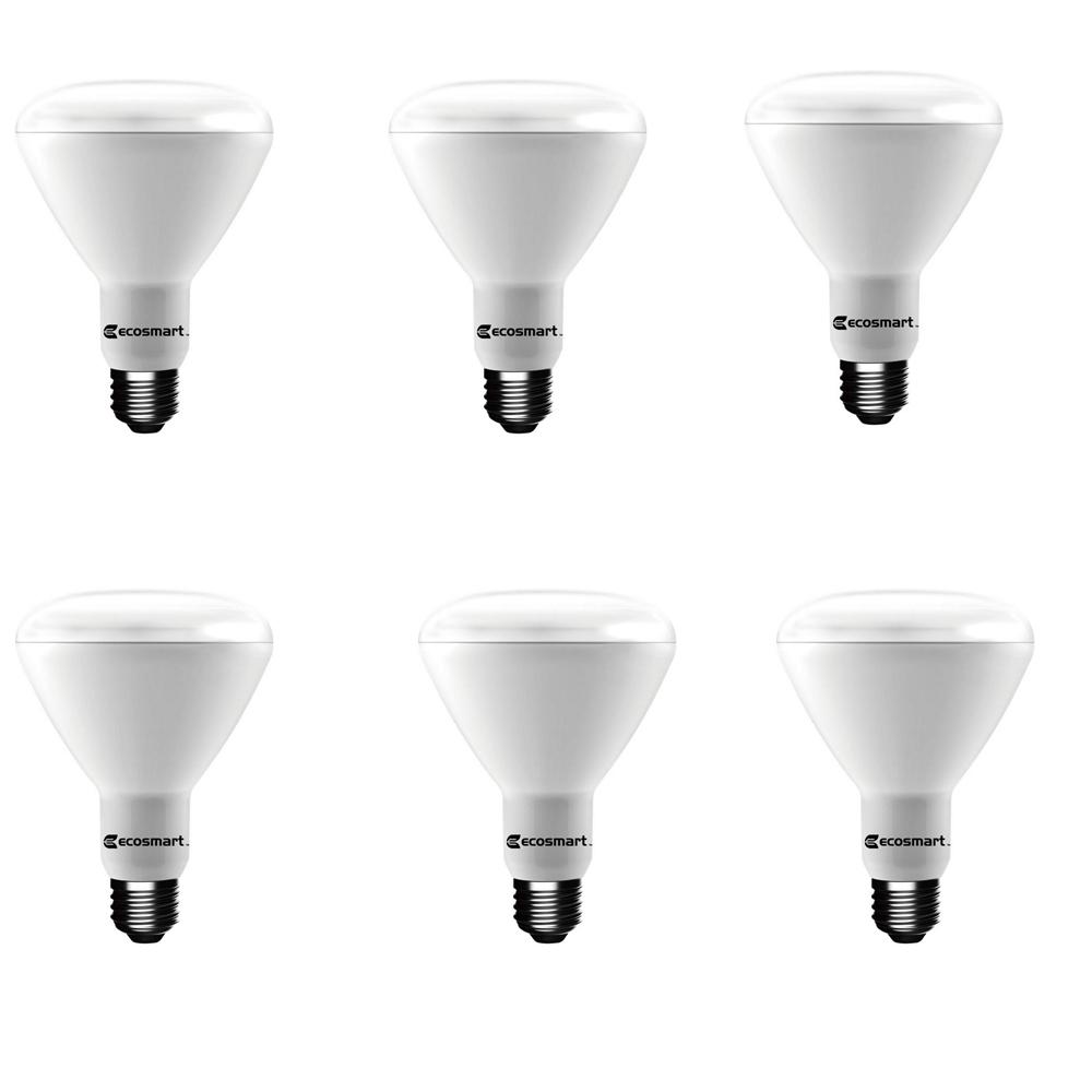 EcoSmart 65-Watt Equivalent BR30 Dimmable LED Light Bulb Soft White (6-Pack)