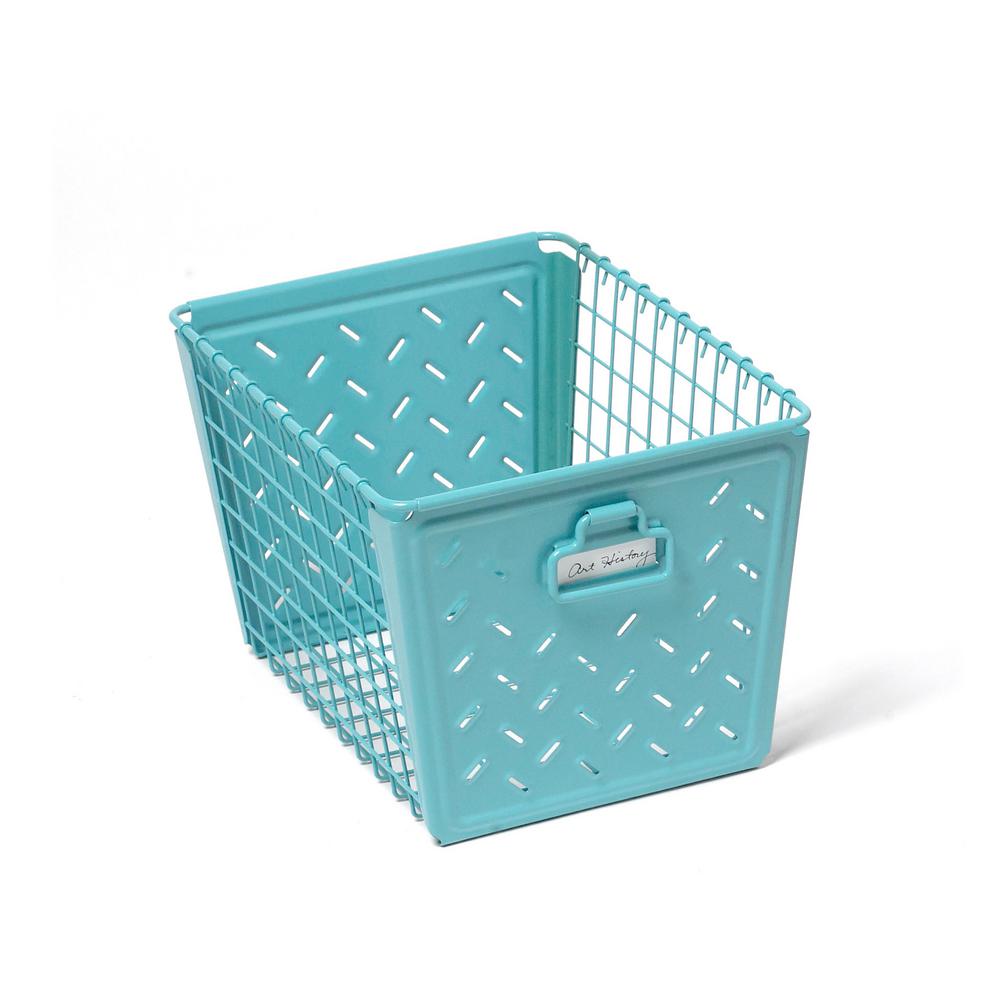 Macklin Medium Metal Basket In Teal Macklin Medium Metal Basket In Teal