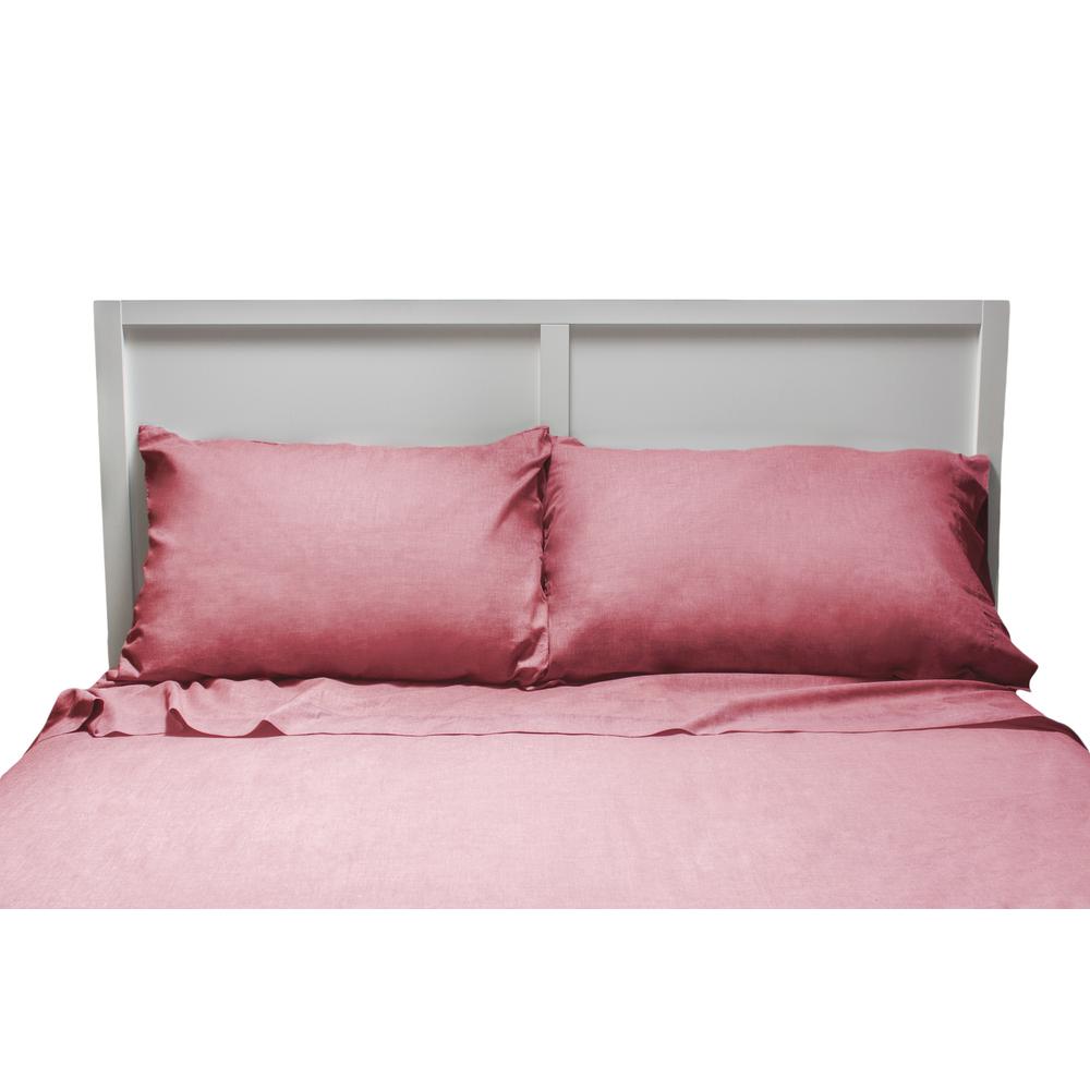 Lintex Chambray 3Piece Red Cotton/Polyester Twin Sheet Set 435638