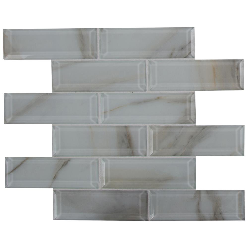 Msi Ivory Amber Beveled Subway 11 81 In X 8mm Glass Mesh Mounted Mosaic Tile 0 97 Sq Ft