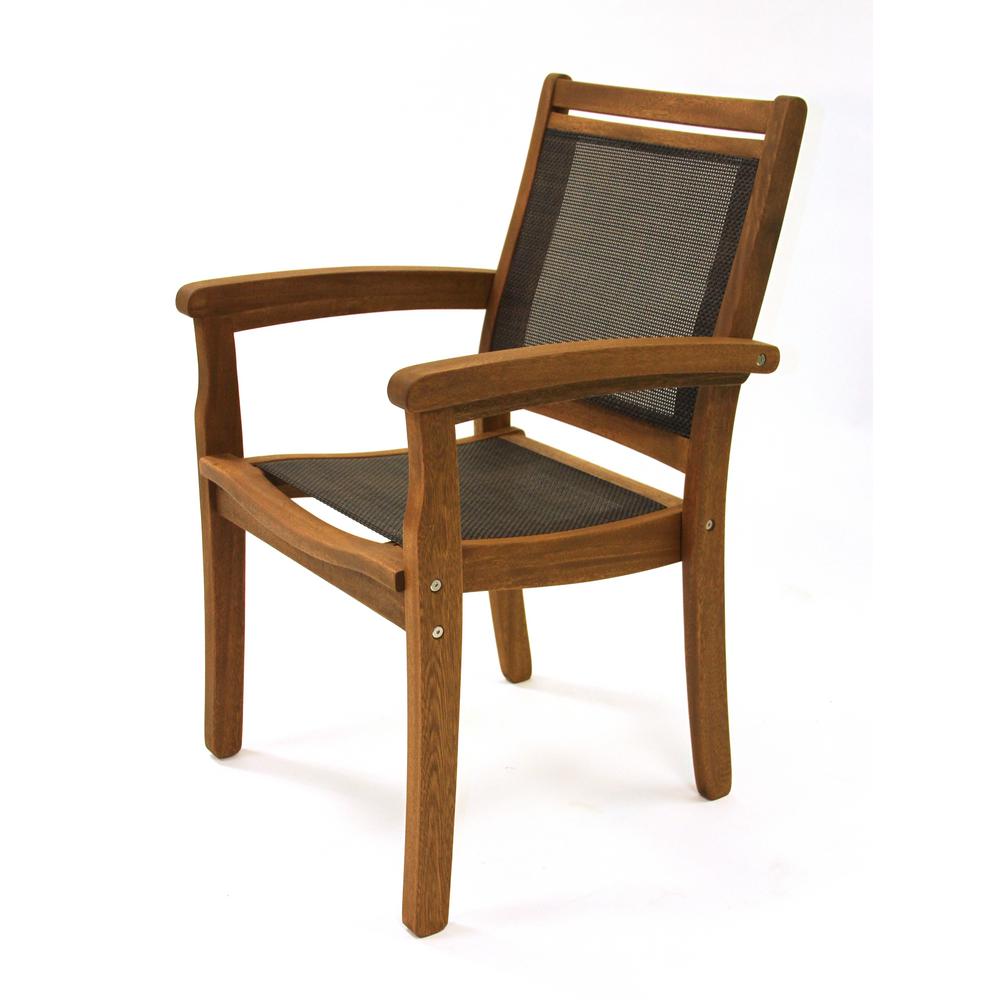 Outdoor Interiors Stackable Eucalyptus And Sling Dining Stackable Eucalyptus And Sling Outdoor Dining Chair