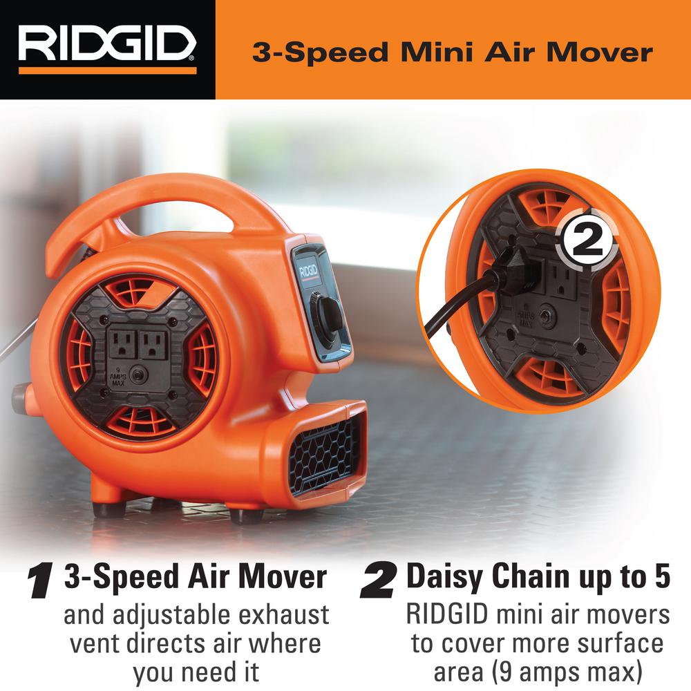 RIDGID Blower Fan Daisy Chain 600 CFM Adjustable Vent ...