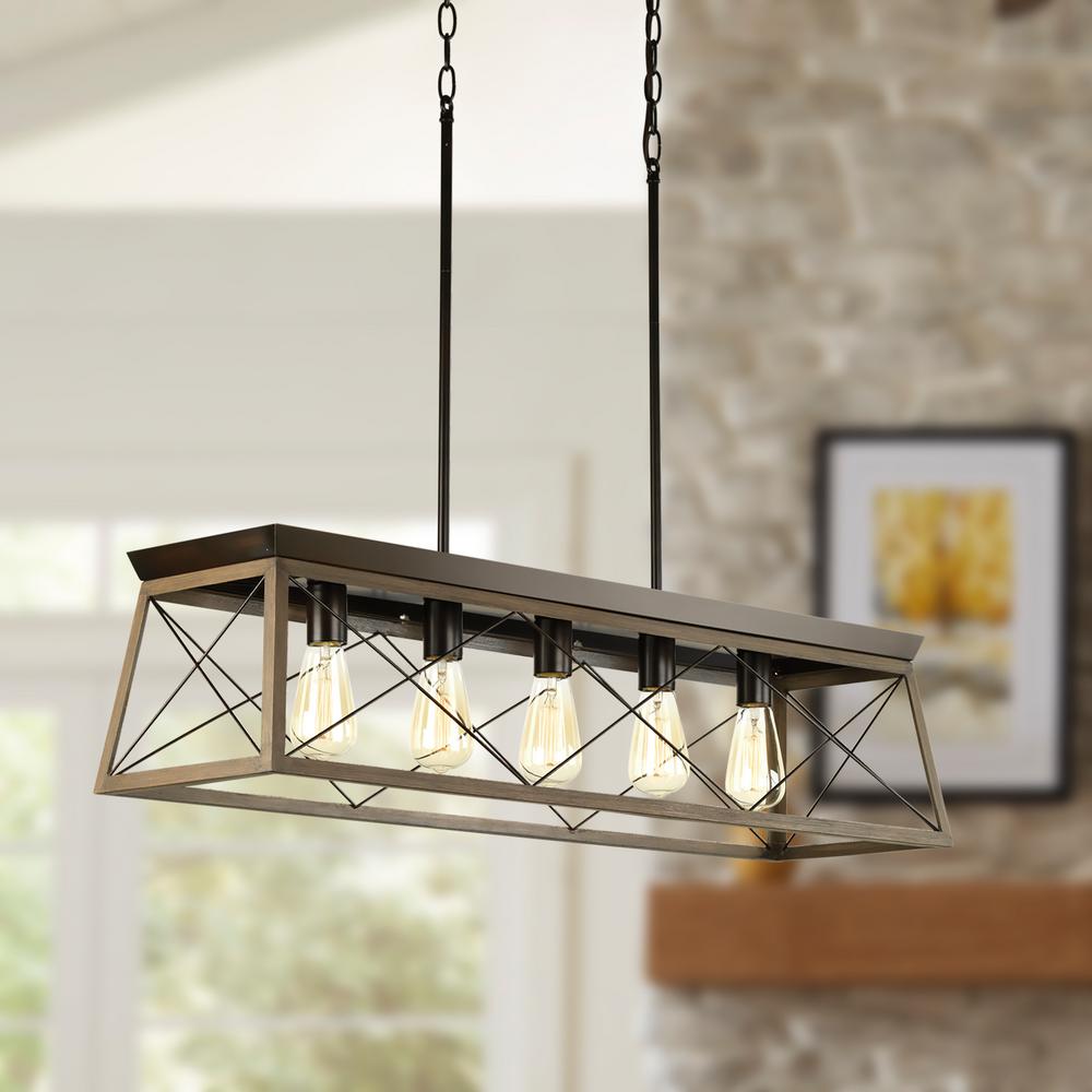 Progress Lighting Briarwood 38 In 5 Light Antique Bronze Briarwood 38 In 5 Light Antique Bronze